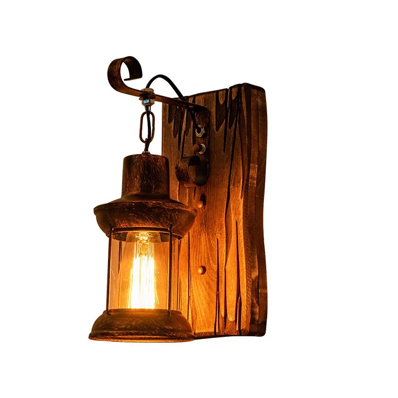 Single Head Industrial Vintage Wooden Metal Painting Color Wall lamp for the Home Corridor Decorate Wall Light