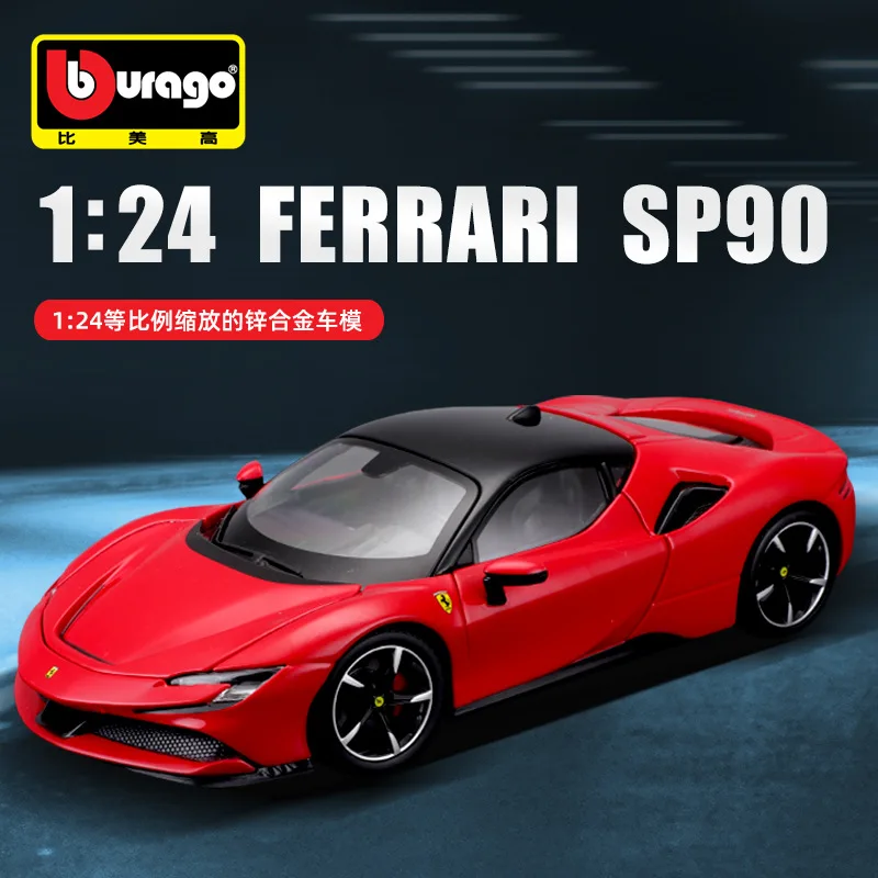 

Burago Method 1:24Sf90 Sports Car Alloy Car Model Ornaments Sports Car Small Proportion Collection Force Control Color Box Gift