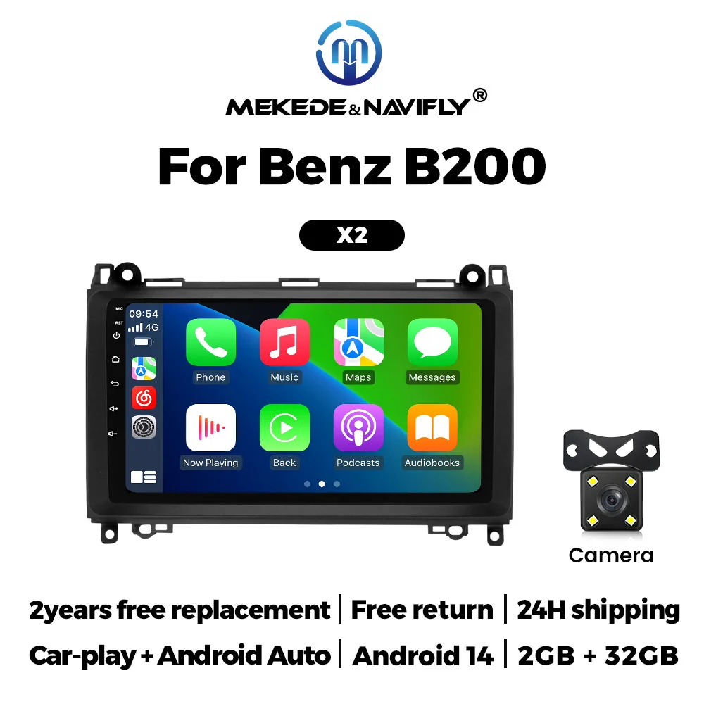 Android 14 autoradio voor Mercedes Benz W169 W245 B200 W906 Sprinter W639 Vito draadloze Carplay Android Auto multimediaspeler BT