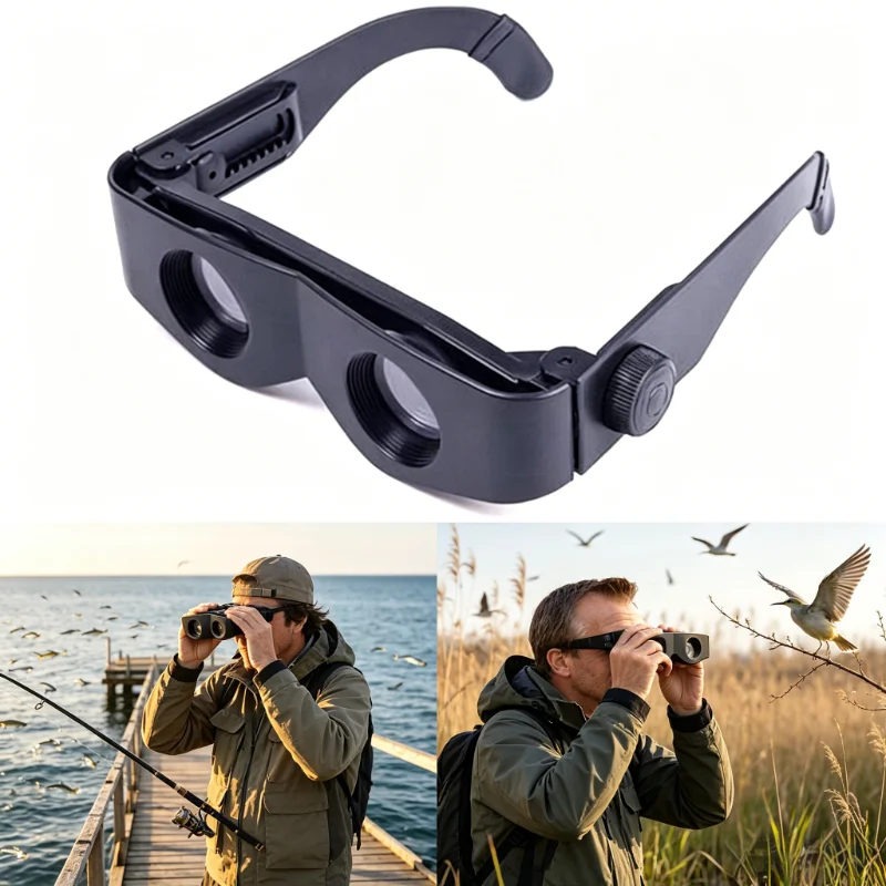 NEW Adjustable Focus Glasses Binoculars, Hands-Free Wearable Telescope Magnifier for Fishing Theater TV Sight, Outdoor Activity