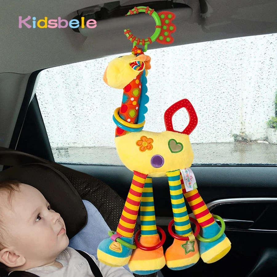 Plüsch-Giraffen-Autospielzeug für Kleinkinder – leuchtende Farben und Jingle-Sound, perfekter Reisebegleiter für Babyspielzeit