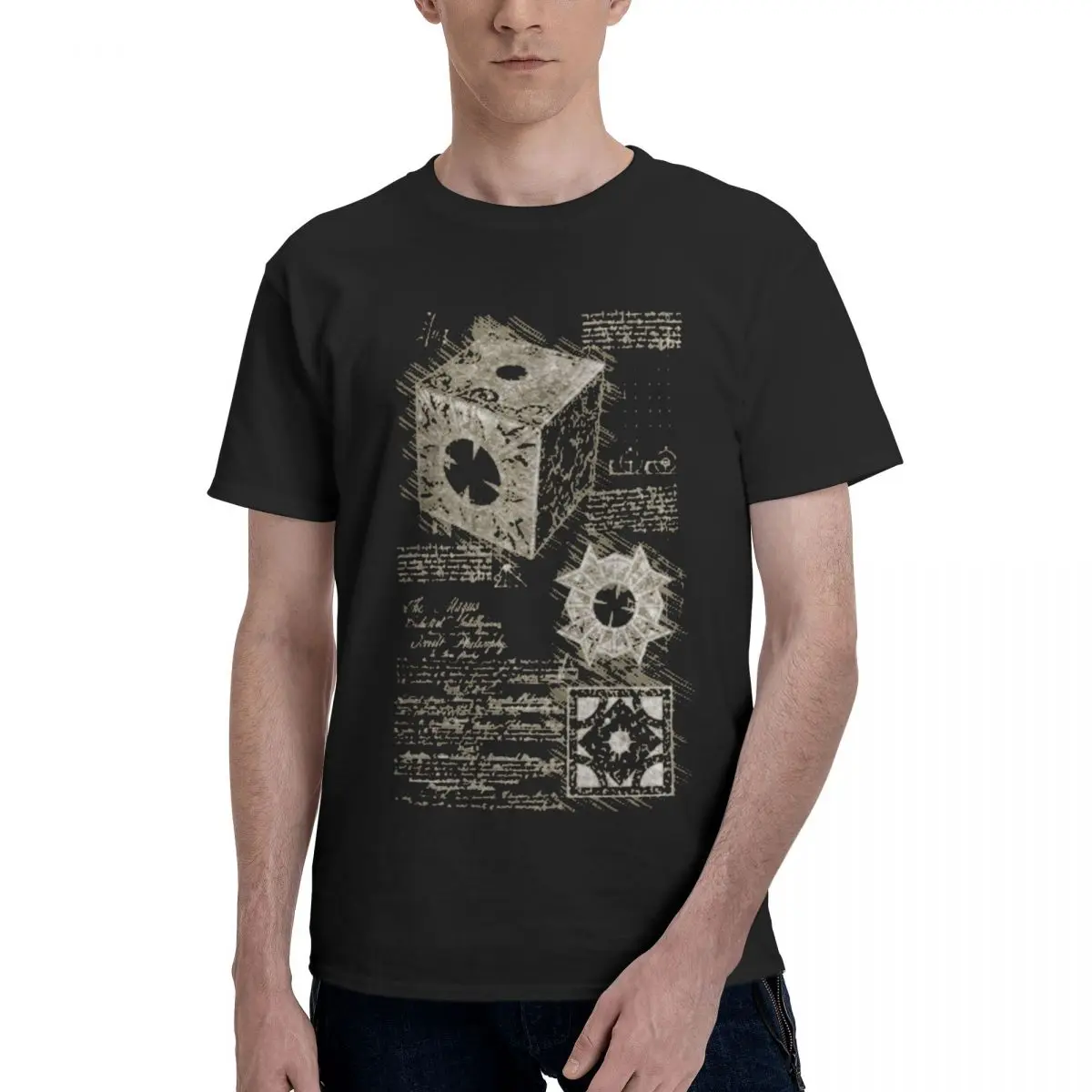 Men Hellraiser Puzzle Box T Shirt Vintage Cotton Crewneck T Shirts For Men