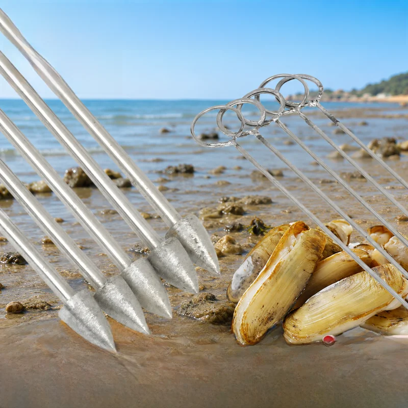 Stainless Steel Clam Digging Tool Special Hook Bamboo Clam Grabber Seafood Fishing Gear Lightweight Portable Durable