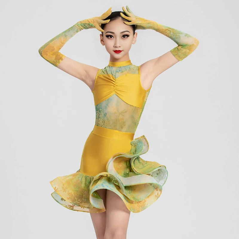 Vêtements de danse Salsa Samba pour enfants, vêtements professionnels de danse latine Standard National pour filles, Costume de spectacle de danse