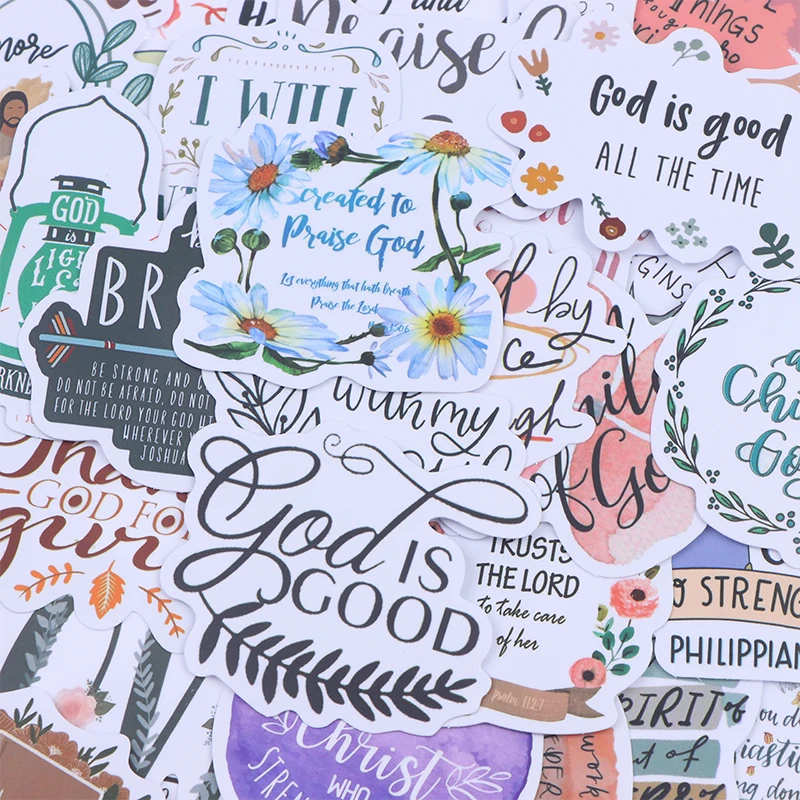 52Pcs Jesus Phrase Christians Religion Bible Verse Stickers Decal for Skateboard Suitcase Luggage Motorcycle Graffiti DIY