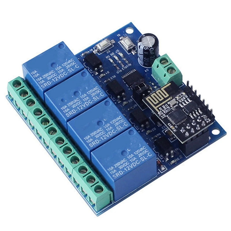 

2X DC 12V ESP8266 ESP-01 4-Channel Relay Module Wifi Module For Iot Smart Home Mobile Phone APP Controller Wifi Relay