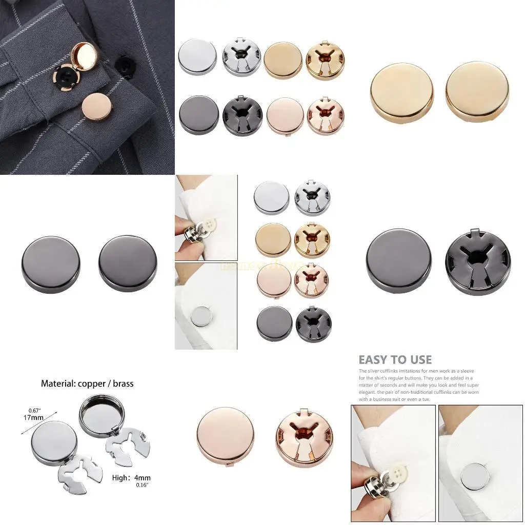 1 Pair Vintage Brass Round Cufflinks Button Covers Round Cuff Links Photo Shoots