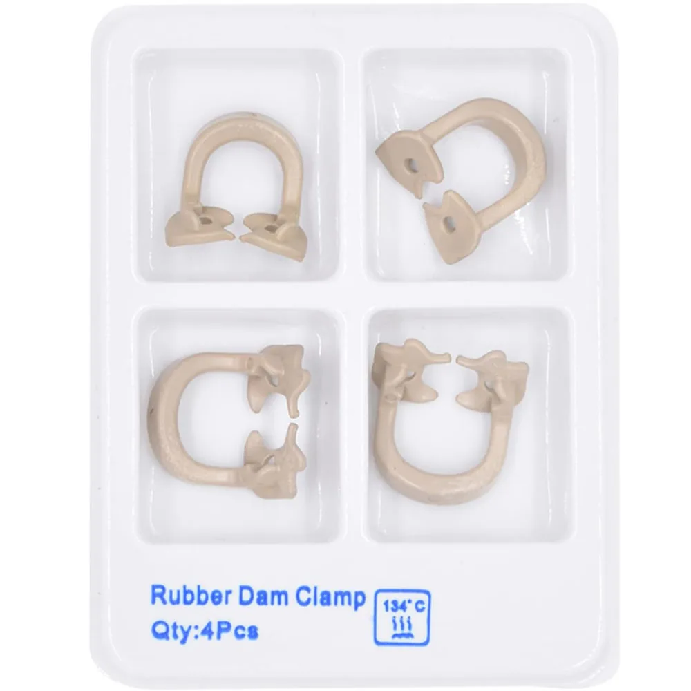 4 pcs Dental Rubber Dam Clamps Clip,Rubber Material Barrier Clip Resin Heat Resistant Prevent Swallowing Barrier Clip
