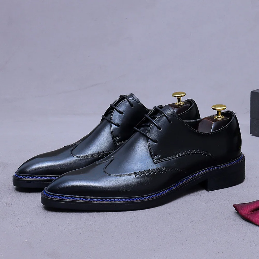 

Men's Trendy Stylish Leather Shoes | Business Formal Cowhide Genuine Leather Commuter Work Luxury Groom Derby Shoes