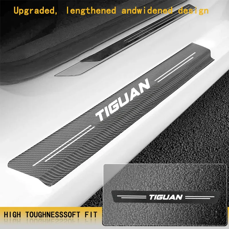 Car Door Sill Carbon Fiber Sticker Threshold Side Anti Scratch Waterproof For VW Volkswagen Tiguan Accessories Guards Decals