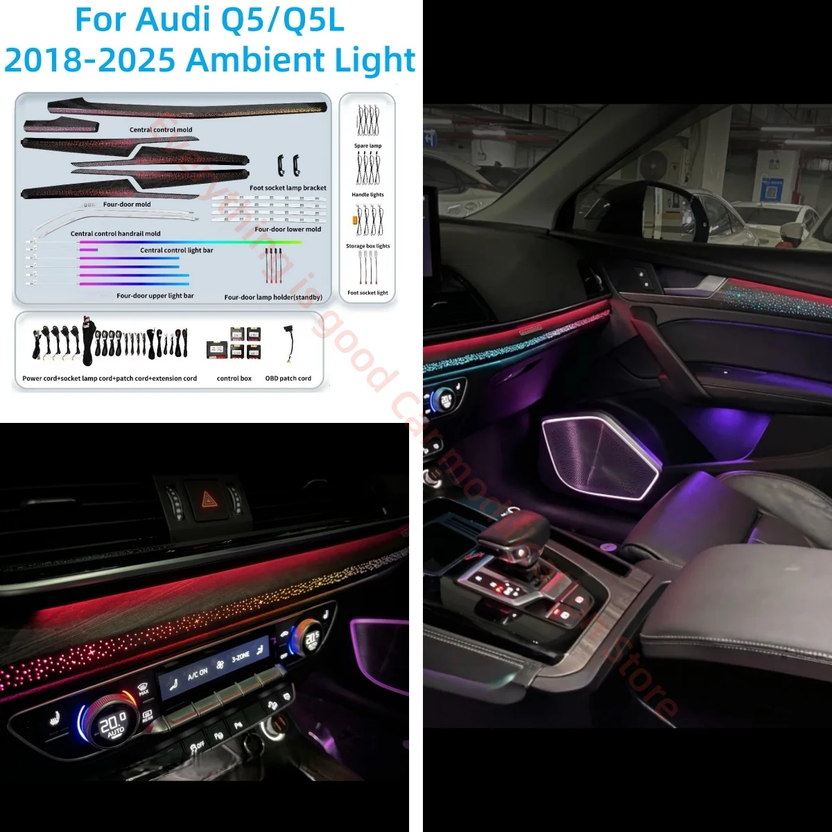For Audi Q5/Q5L 2018-2025 Ambient Light Atmosphere Lamp Car interior lighting Upgrade car accessories Screen &APP control new