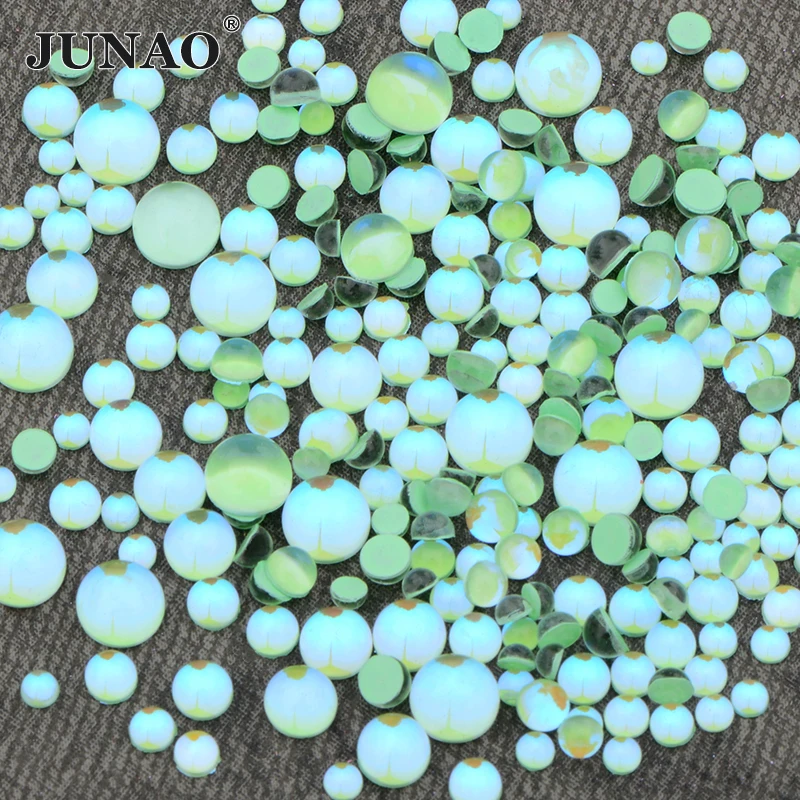 JUNAO 1440pcs Mix Size Purple AB Round Mermaid Rhinestones Flatback Glass Strass Nail Art Crystal Stones Non Hotfix Strass