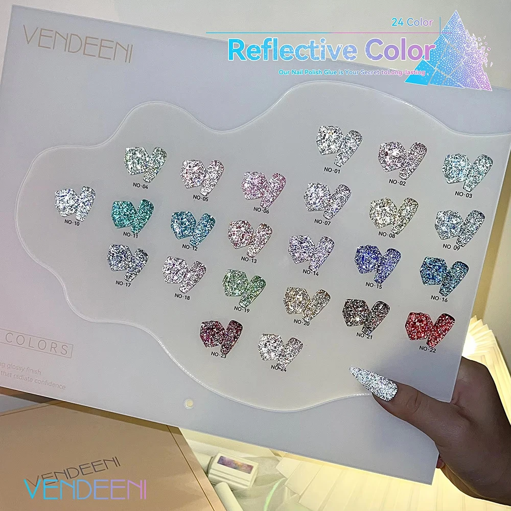 Vendeeni 24 Farben/Set Sternenhimmel Glitzer Gel Nagellack Semi-Permanent Reflektierender UV-Gel-Lack mit Display – Detail 4