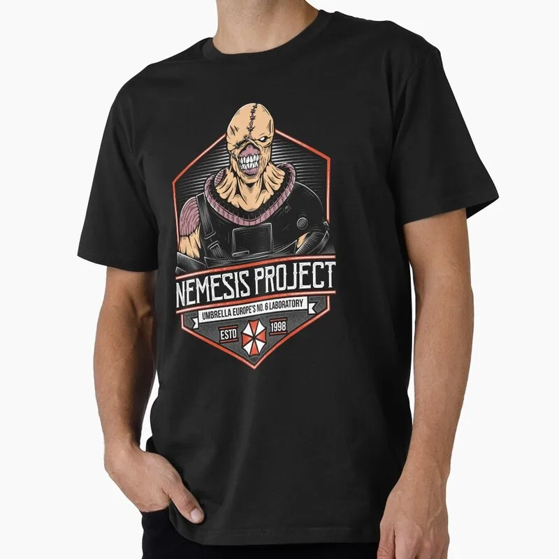 Vintage Resident Evil Nemesis T‑Shirt Biohazard RE3 Horror Movie Game Graphic Print Tee Retro Unisex Streetwear Tops