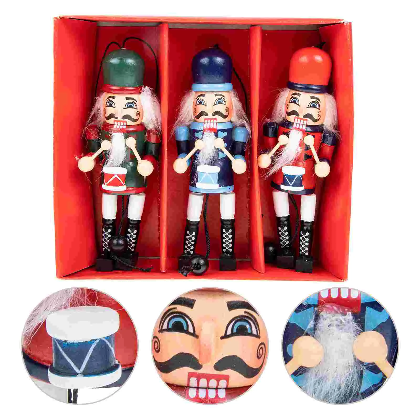 

3 Pcs Nutcracker Puppets Wood Hanging Xmas Window Christmas Nutcrackers Figures Wooden Decor Holiday