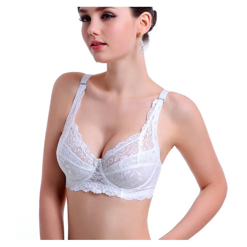 Hot Summer Push Up Bra Lace Big Cup B C D Underwear Women Large chest Padded Sexy lingerie Sheer Bralette Ladies Brassiere C3306