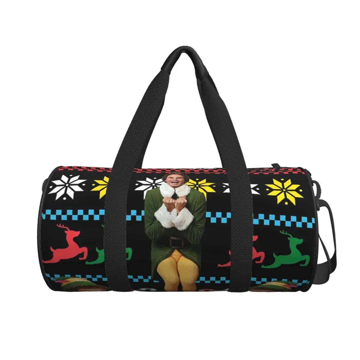 

Buddy The Elf Ugly Christmas Sweater Xmas Movie Will Ferrell Large Duffle Gym Bag Duffle Travel Bags Handbags Fitness bag