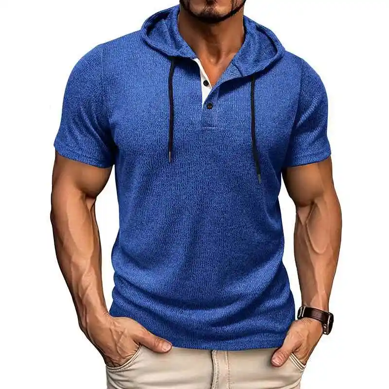 

Men's ort Sve irt Hoodie Top Breathable Polyester Blend Casual Summer Faion Color Design