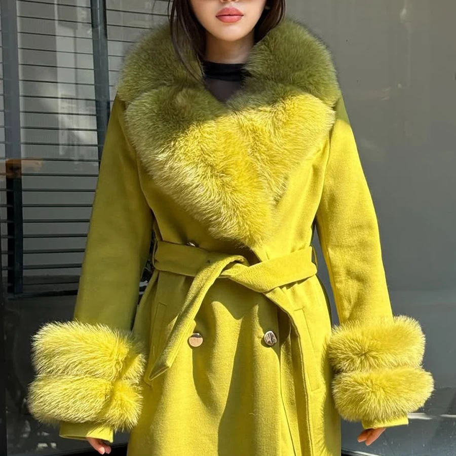 

Winter Warm Fox Fur Collar For Coat Women Natural Fox Fur Sleeve Cuffs Detachable Fur Accessory Fashion Real Fur Trim