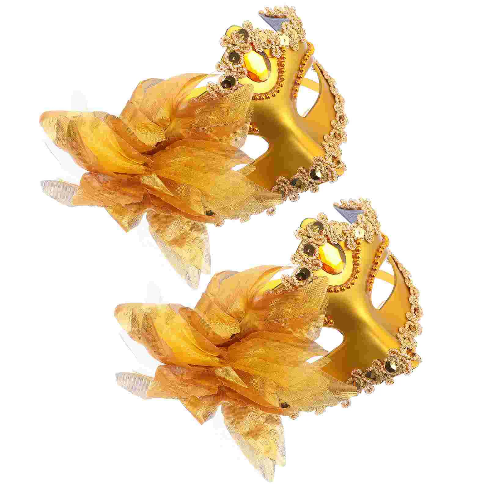 2 Pcs Lily Mask Flower Face Cosplay Decorative Half Princess Masquerade Plastic Cloth For Ball