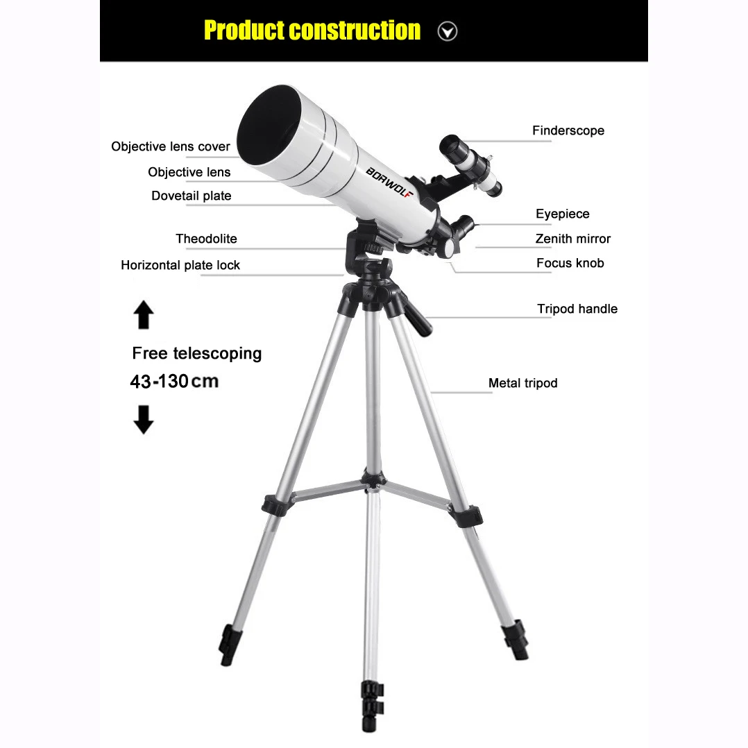 Imagem -06 - Telescópio Astronômico para o Espaço 333 Vezes Monocular Profissional 40070 Binóculos Poderosos Visão Noturna para Acampar Nas Estrelas 70400