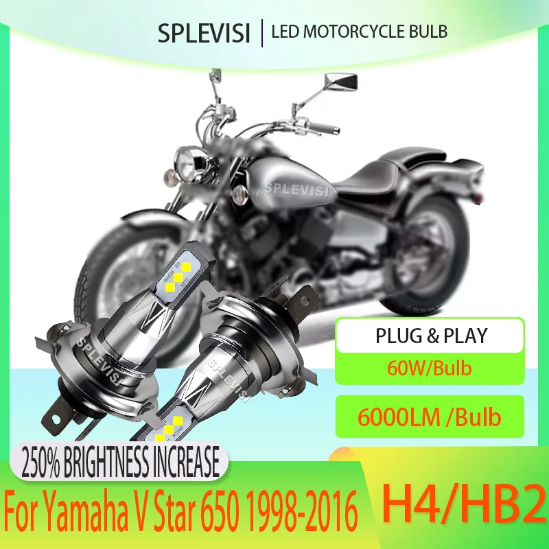 

6000k LED Motorcycle Bulb - 2525 CSP, Plug Play For Yamaha V Star 650 1998 1999 2000 2001 2002 2003 2004 2005 2006 2007-2016