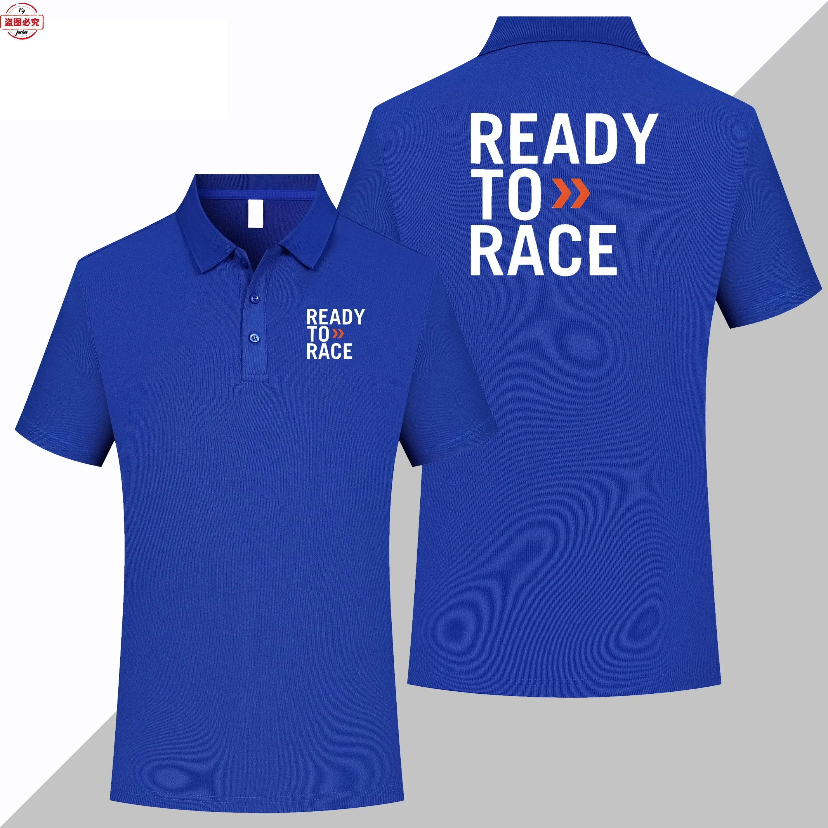 Ready To Race Motorcycle Logo Printed Short Sleeved T-shirt, Lapel Polo Shirt, Off-road Endurance Cycling Suit,team Work Uniform
