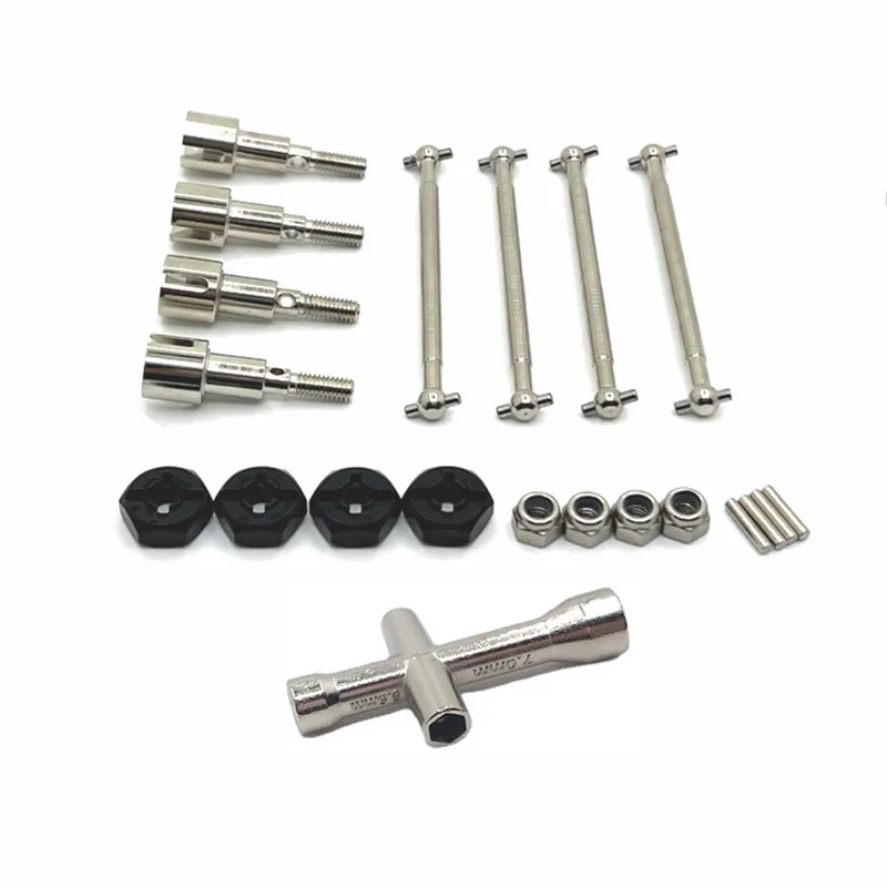 Wheel Axle Cup Dog Bone for SCY 1/16 JJRC Q117 W130 W141 Brushed Motor Metal Upgrade Parts Kit RC Car OP Accessories