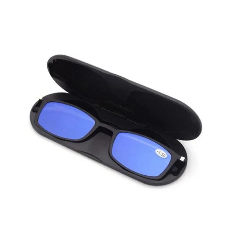 Anti-Blaulicht-Lesebrille mit dünnem quadratischem Rahmen, rechteckig, Tr90-Lesebrille, dünnes Brillenetui, zusammenklappbare Presbyopie-Brille + 1 1,5 2 2,5 – Detail 2