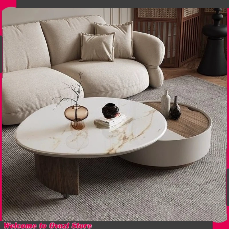 

Modern Minimalist Coffee Table Drawer adjustable Round White Coffee Tables Nordic Design Tavolino Da Salotto Home Accessories