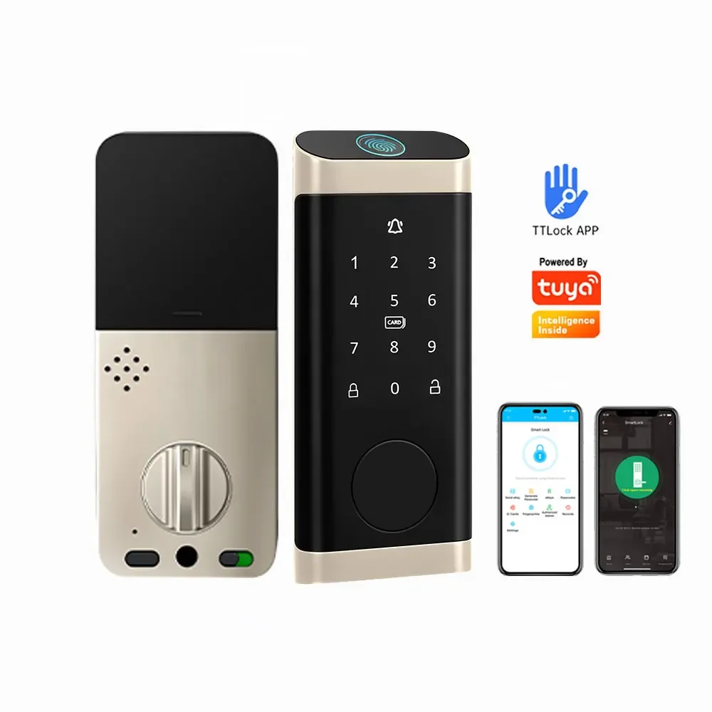 Zinc Alloy Tuya TTlock Smart Deadbolt Door Lock Fingerprint Code Digital Electronic Smart Lock Nfc Rfid Card Keyless Smart Lock