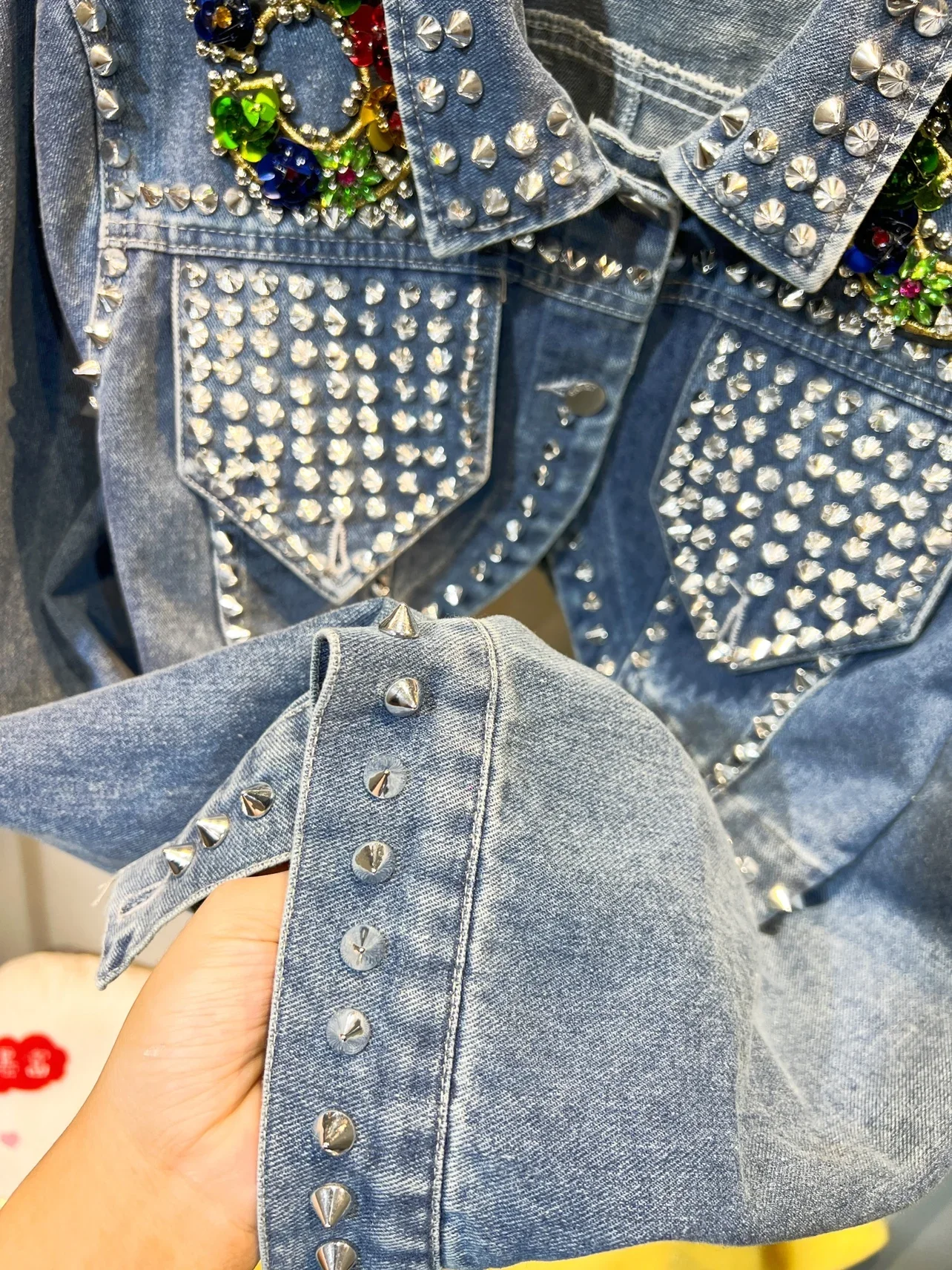 Fashion Brand Heavy Industry Rivets Long-Sleeved Denim Jacket Women\'s 2023 Spring and Autumn New Fashion Short Denim Coat Female