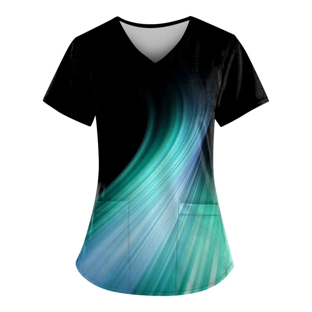

Women Nurse Uniform Starlight Pattern 3D Print V-Neck Pocket Medical Uniforms Fashion Nursing Scrubs Uniforme Women's Work Wear