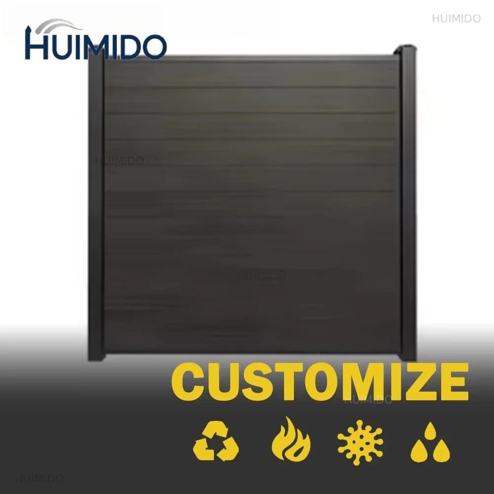 Wholesale WPC Garden Fence Panel Easy Installation UV Resistant Wood Plastic Composite Aluminum Frame Outdoor Fencing