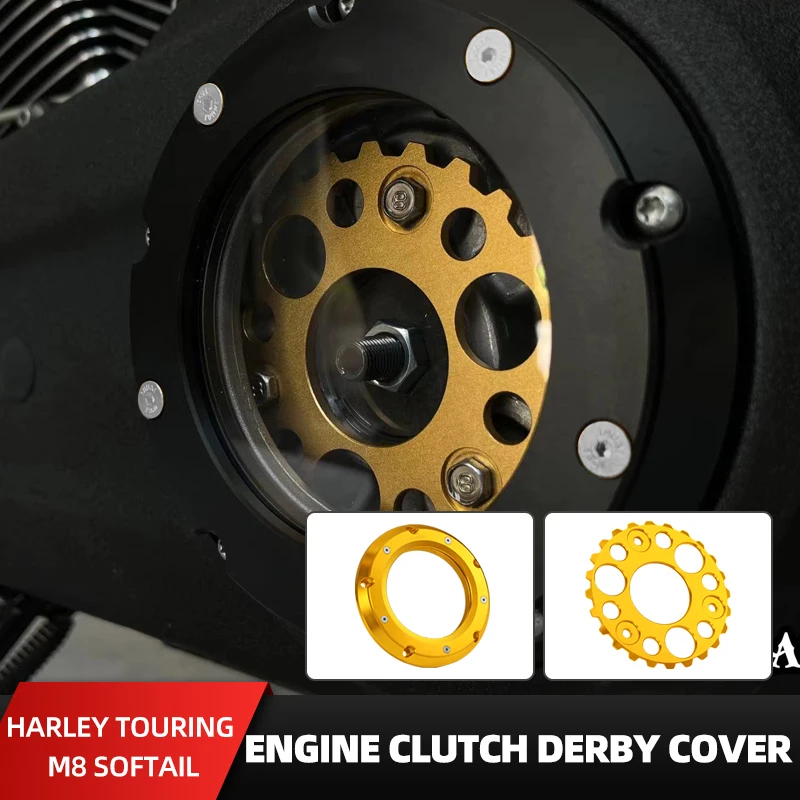 For Harley M8 Engine 2017-up Touring Road Glide 2018-up Softail Motorcycle Engine Clutch Derby Cover Clutch Engine Timer 5 Holes