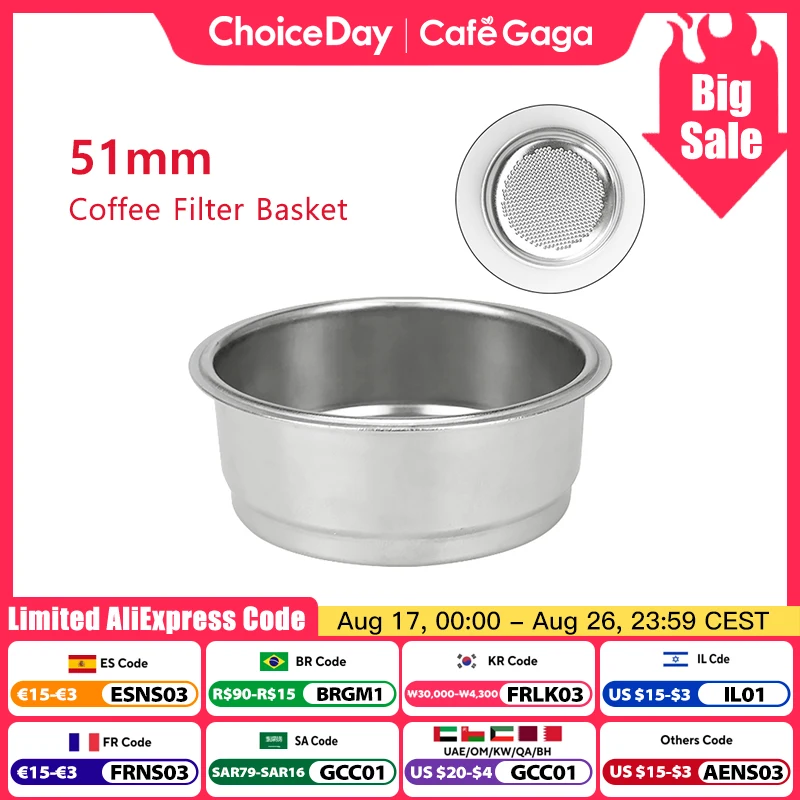 Cesta de filtro de café 304 aço inoxidável novo design 51mm cesta de filtro para café portátil acessórios de café ferramentas barista
