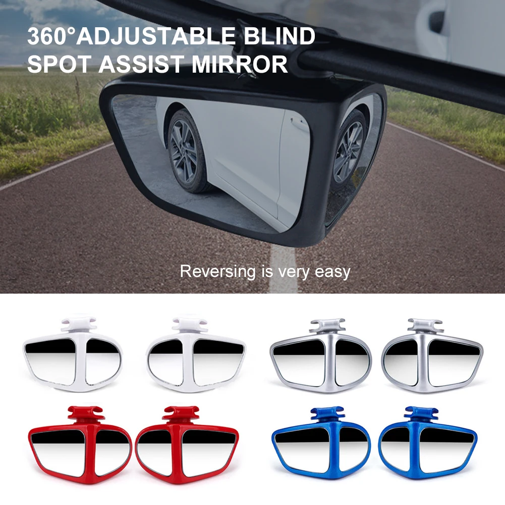 1 Pair Car Blind Spot Mirror Front Wheel Auxiliary Rearview Double-Sided Mirror 360 Degree Adjustable Car Supplies Novelty