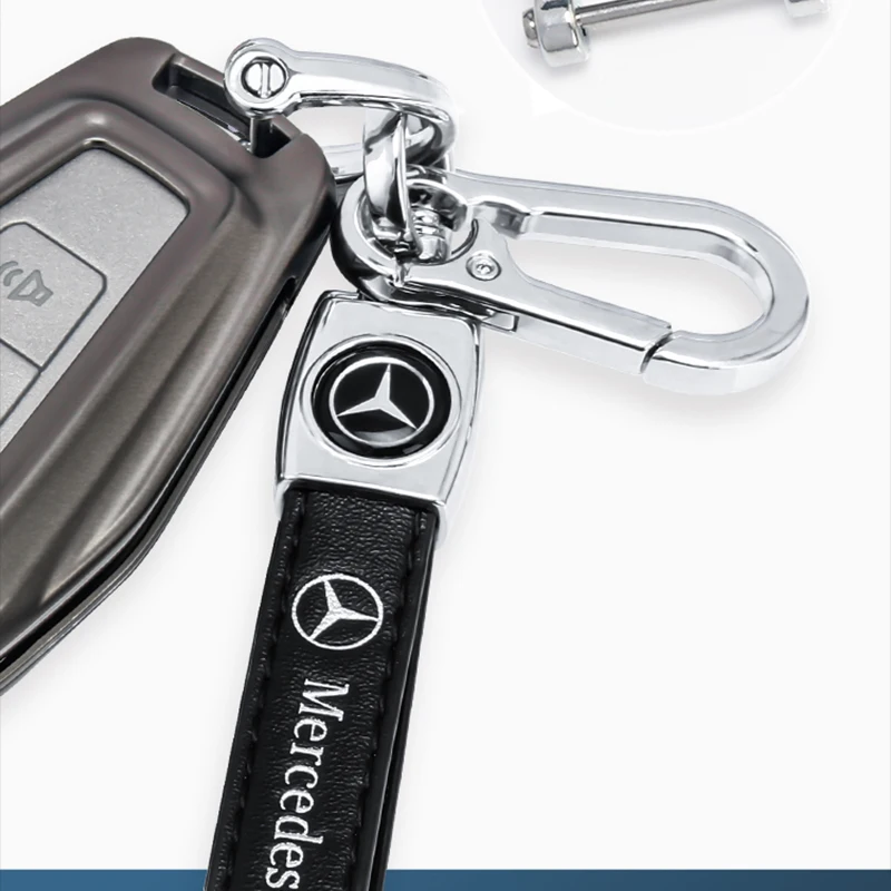 لمرسيدس بنز W221 W222 W204 W205 W211 W212 W213 GLC GLE GLA AMG سيارة جلدية سلسلة مفاتيح معدنية الداخلية اكسسوارات مفتاح قلادة #5