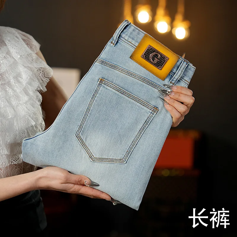 

Высококачественные летние новые тонкие дышащие джинсы 2025, мужские светлые мужские повседневные длинные брюки европейского модного бренда