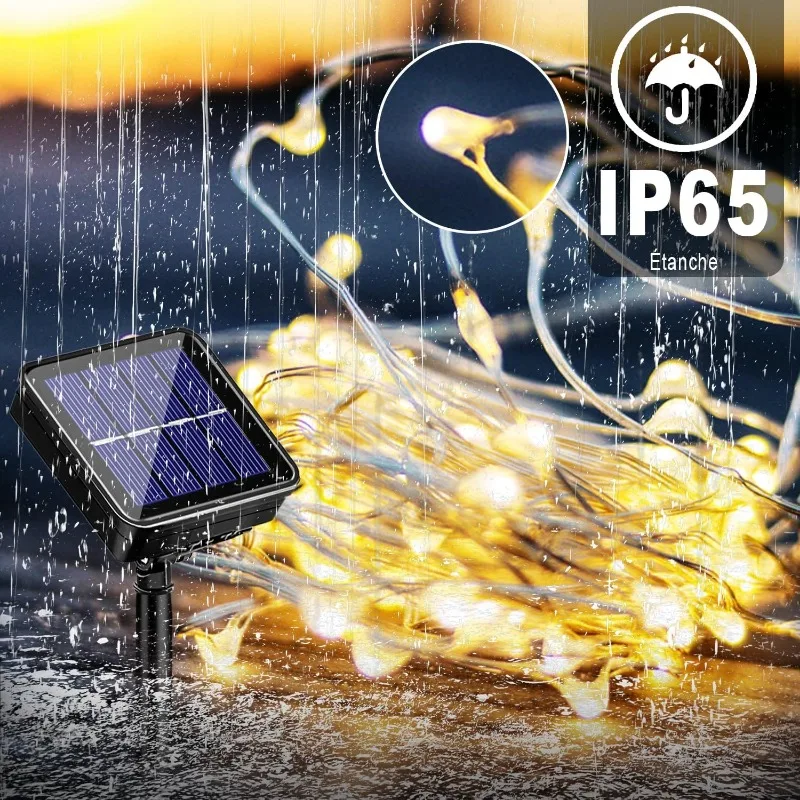 Solar Lights Outdoor Dusk to Dawn Solar Fairy Lights Waterproof 8 Modes Solar Christmas Lights for Outside Patio Garden
