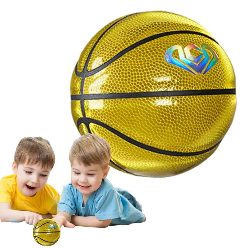 Reflective Basketball Size 1 Glowing Reflective Basketball PU Leather Collectible Small Sport Football Photo Prop For Basketball