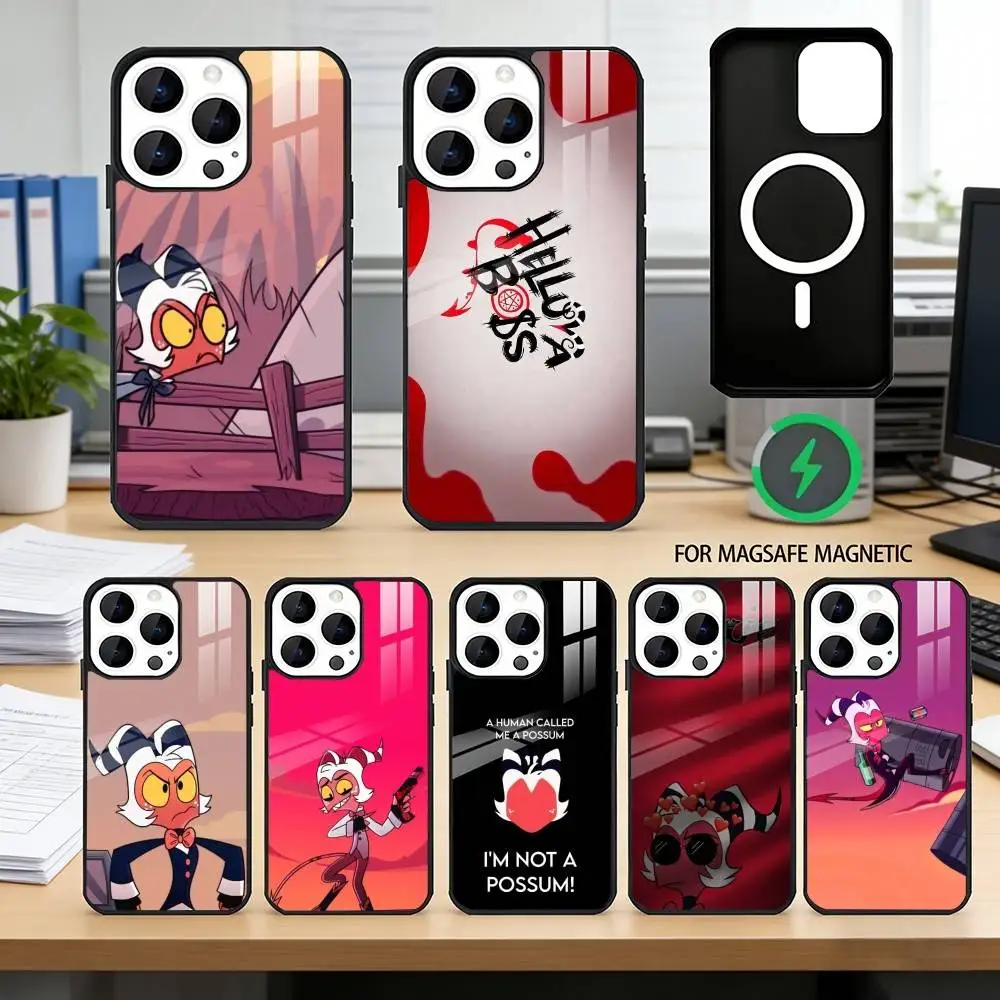 

H-Helluva Boss M-Moxxie Phone Case For iPhone17,16,15,14,13,12,11 Plus,Pro Magnetic with Magsafe Wireless Charging