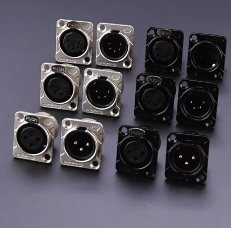 

20pcs YS145BG black three-core gold-plated Canon female socket D-panel installation