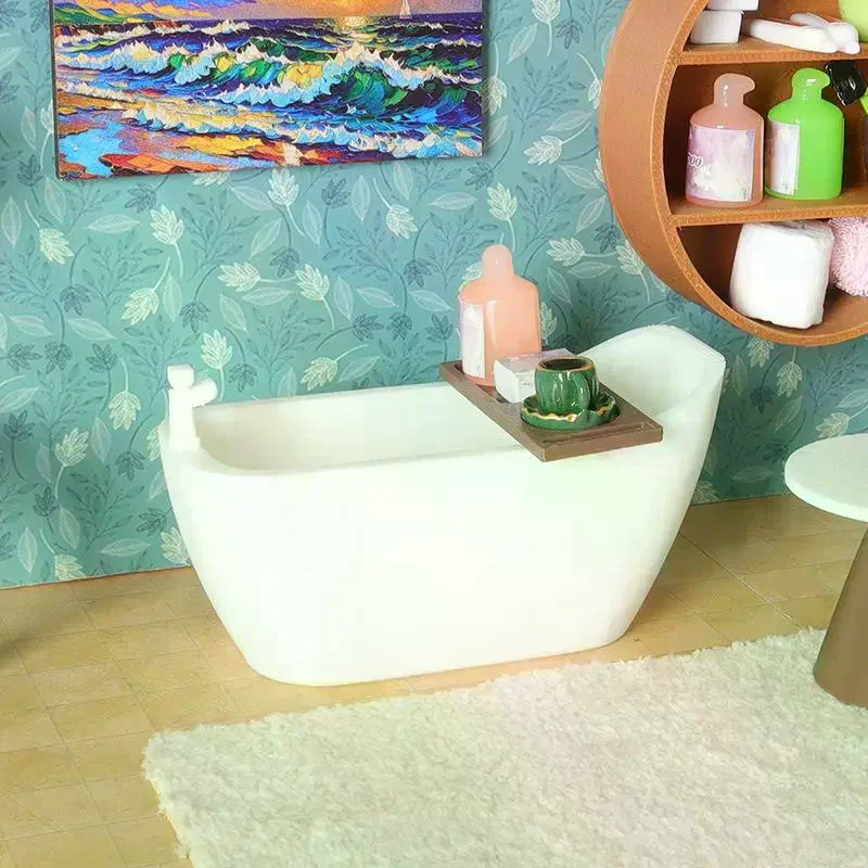 

1/2Pcs Desktop Decor Dollhouse Mini Bath Tub Model Bathroom Bathtub Scale Pretend Food Play Miniature Doll Accessory