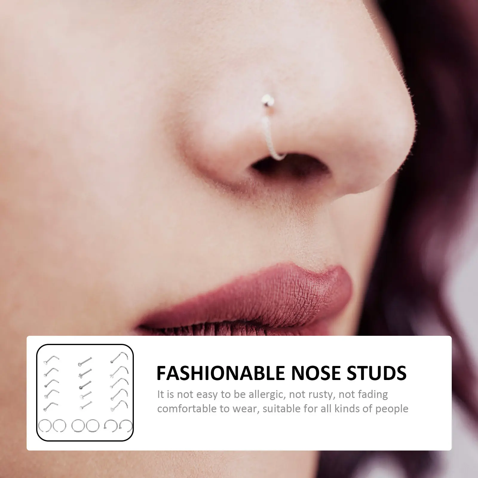 21Pcs Stainless Steel Nose Rings Collection Fine Workmanship Safe Material Comfortable Fit Fashion Forward Nose Piercing
