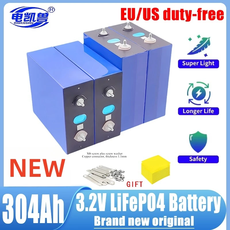 NEW LiFePO4 3.2v 304ah Brand original GRADE A Battery Cell 6000+ Cycle Grade A For DIY 12V 24V 48V Lithium Battery Pack NO TAX