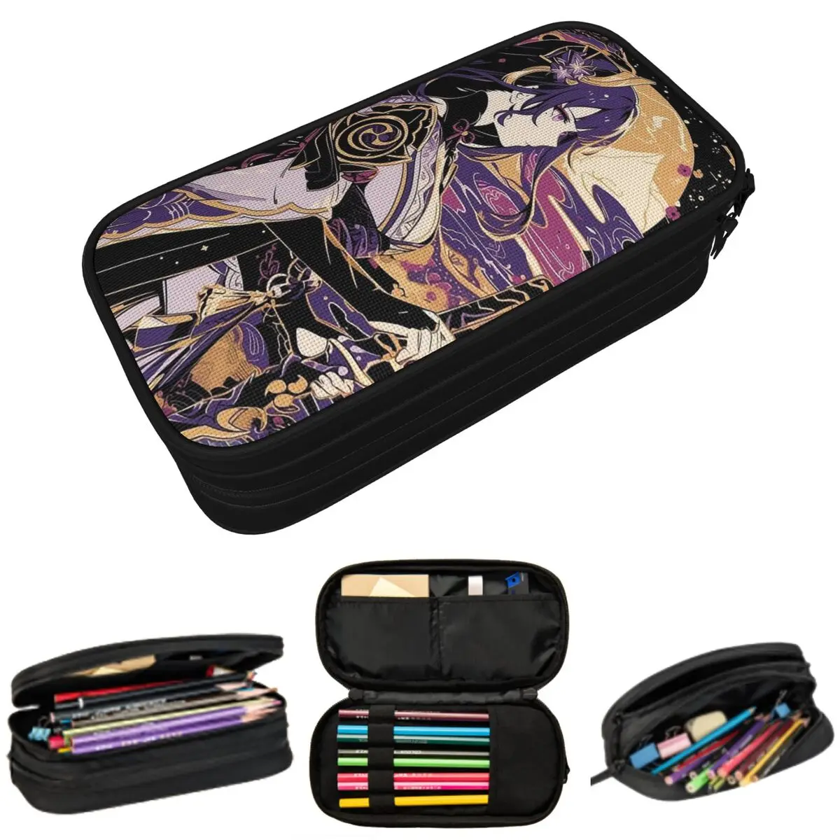 

Raiden Shogun Beelzebul Game Genshin Impact Pencil Case for Kids School Pen Box Pencil Bag Stationery Supplies Pen Holder Bag