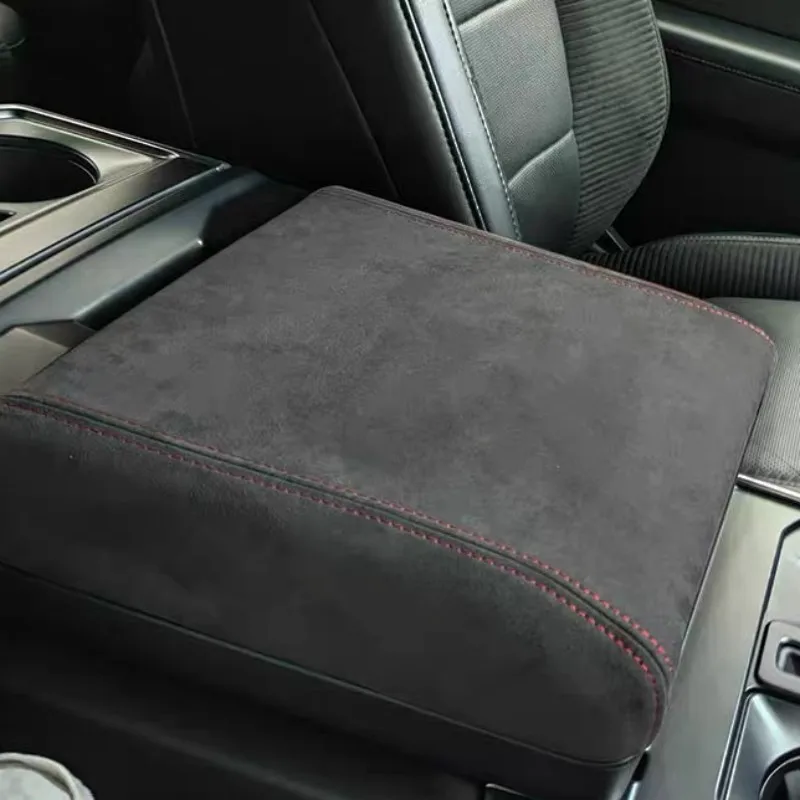 Top Suede warp For FORD F150 2022+ Accessories Leather Central Armrest Box Protection Sleeve Decoration modification Accessories