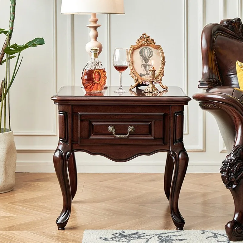 

American solid wood corner few all log walnut living room sofa