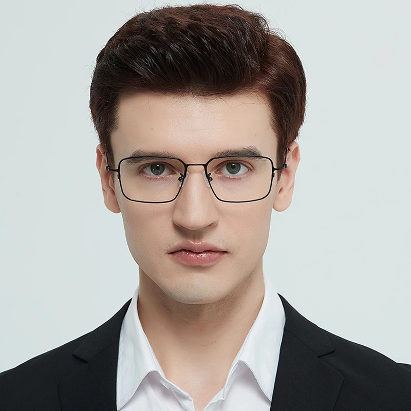 Men Big Square Glasses Frame Pure Titanium Simple Ultralight 6g Eyeglasses Handmade Spectacle Women Trendy High Nose Pad Eyewear
